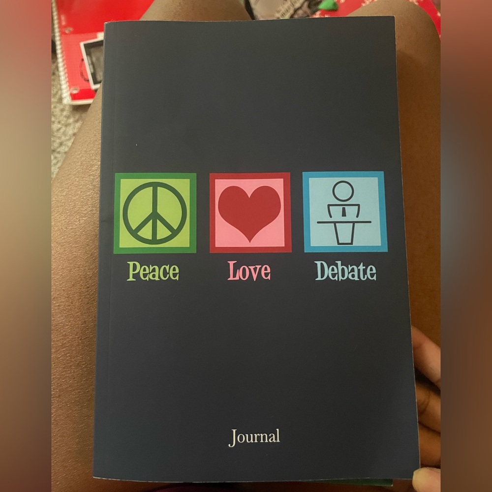 Peace Love Debate Journal - Black Cover
